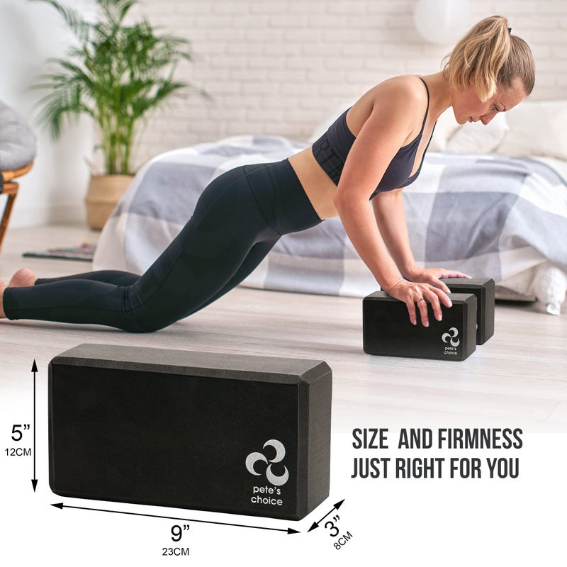 Pete's Choice 2 Yoga Blocks + 2 Yoga Straps - Starter Kit for Beginners, Ideal for Home Indoor Exercises - Image 2